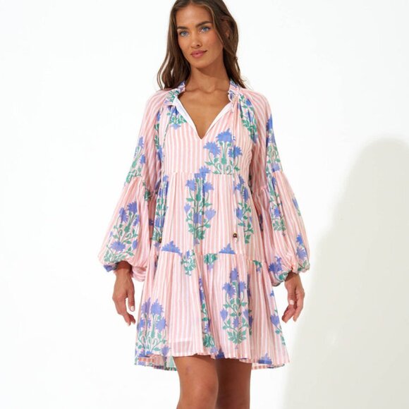 OLIPHANT $198 🎈 XS Sleeve Short Dress- Jaipur Peach NWT - Picture 1 of 3